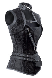 Black Steampunk Overbust Corset with Shrug, Harness & Utility Belt