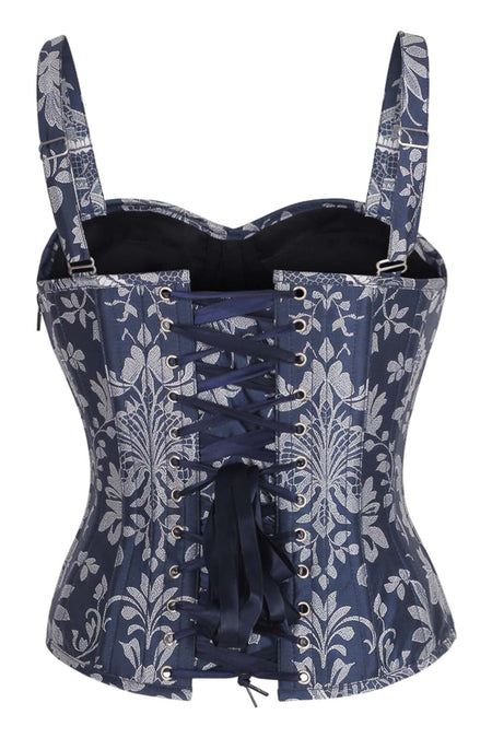 Midnight Elegance Brocade Shoulder Strap Corset