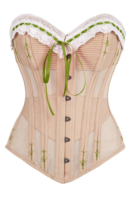 Handmade Steel Boned Corset with Delicate Hand-Finished Flossing