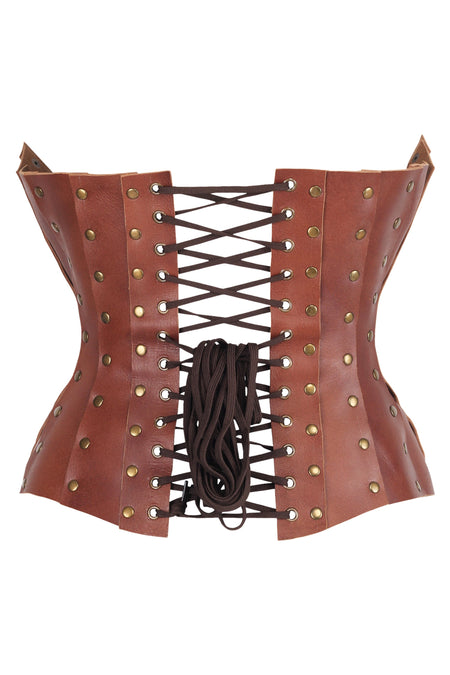 Handmade Nappa Leather Corset with Antique Brass Detailing – Premium Quality and Craftsmanship