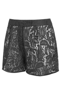 Black Sheer Lace Shorts