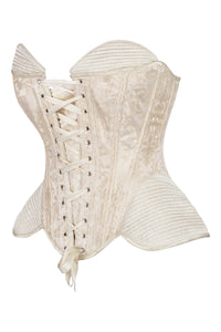 Ivory Baroque Brocade Structured Corset with Quilted Hips