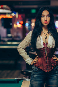 Long Burgundy Underbust Waist Taming Corset