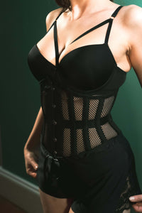 Corset Story MY-403 Black Mesh Waspie Underbust