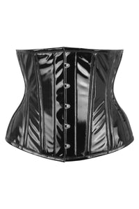 Black PVC Classic Underbust Waist Trainer With Hip Gores