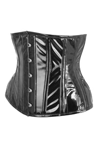 Black PVC Classic Underbust Waist Trainer With Hip Gores