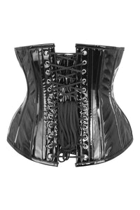 Long Black PVC Underbust Waist Taming Corset