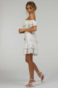 Corset Story SC-038 Alyssum White Broderie Anglaise Cotton Corset Top with Double Frill Sleeves