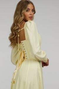 Corset Story SC-057 Sunflower Lemon Sorbet Corset Dress with Long Sleeves