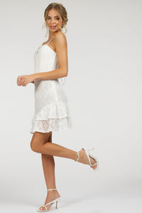 Corset Story SC-083 Sammy White Broderie Anglaise Cotton Skirt With Asymmetric Frill