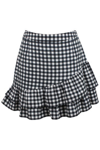 Corset Story SC-084 Sammy Black Gingham Cotton Skirt with Asymmetric Frill