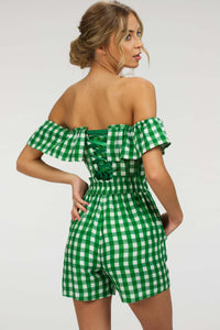 Corset Story SC-102 Calla Gingham Green Viscose Elasticated Paperbag Shorts