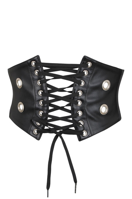 Black Satin Front Tie Corset Inspired Belt