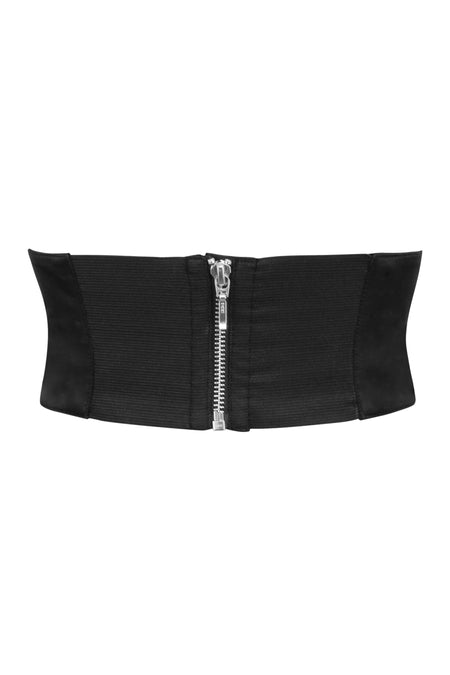 Black Satin Front Tie Corset Inspired Belt