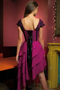 Corset Story SDS013 Magenta Mesh & Lace Corseted Dress