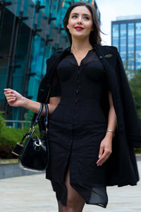 Corset Story SDS020 Black Corset Shirt Dress