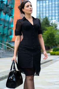 Corset Story SDS020 Black Corset Shirt Dress