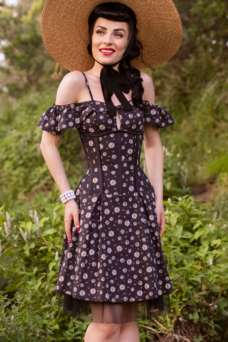 Corset Story SDS031 Bardot Americana Daisy Print Corset Dress