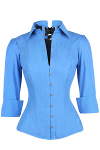 Corset Story SST008 Cornflower Blue Corset Shirt