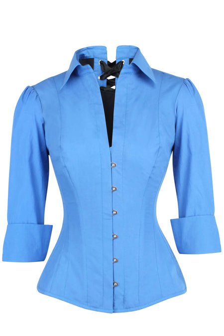 Corset Story SST008 Cornflower Blue Corset Shirt