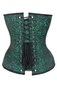 Green Brocade Expert Waist Training Overbust Corset