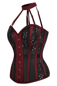 Burgundy Mesh Overbust Lingerie Corset