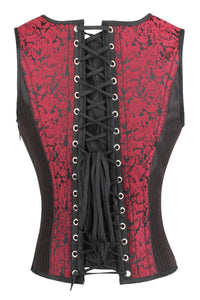 Corset Story WTS816 Red and Black Steampunk Overbust Corset with Shoulder Straps