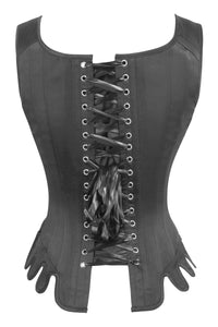 Historically Inspired Black Satin Overbust Corset