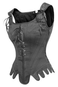 Historically Inspired Black Satin Overbust Corset