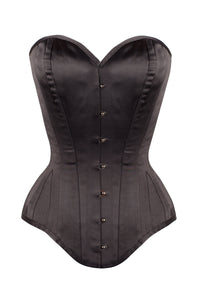 Corset Story WT-122 Long Line Black Satin Expert Waist Training Overbust Corset