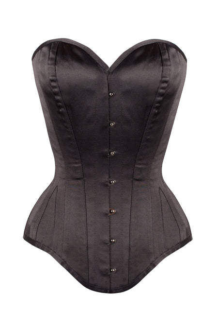 Corset Story WT-122 Long Line Black Satin Expert Waist Training Overbust Corset