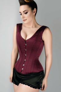 Corset Story WTVIC014 Burgundy V Neck Waist Taming Overbust With Straps