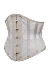 Corset Story BC-028 Champagne Mesh Underbust Corset with Floral lace