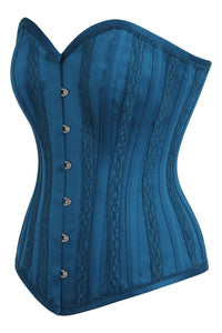 Corset Story BC-051 Blue Satin Overbust with Lace trim detailing