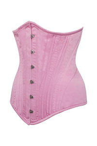 Corset Story BC-059 Pink Satin Longline Underbust Corset with Hip Panels