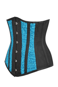 Corset Story BC-068 Longline Aqua Sequin and Mesh Panel Underbust