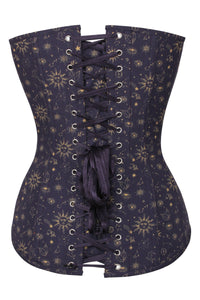 Corset Story CSFT161 Mystic Galaxy Indigo And Gold Longline Overbust Corset