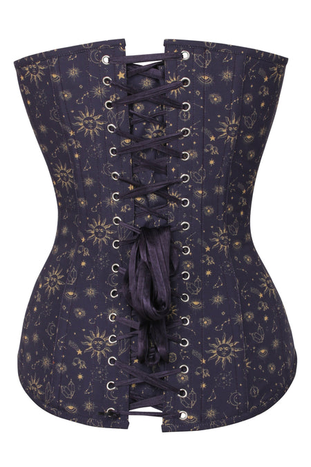 Corset Story CSFT161 Mystic Galaxy Indigo And Gold Longline Overbust Corset