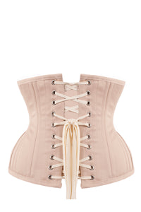 Corset Story EXP007 Underbust Waist Trainer In Pinky Beige Cotton Twill- Curved Hem And Hip Panels