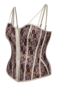 Clementine Champagne Satin and Lace Overbust Corset with Spaghetti Straps