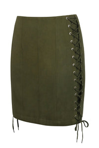 Edith Capulate Olive Cotton Twill Corset Inspired Skirt