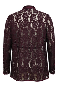 Burgundy Sheer Lace Ladies Suit Jacket