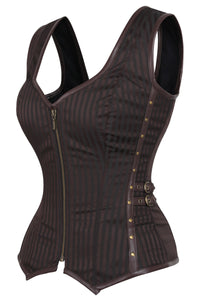 Brown Jacquard Steampunk Corset