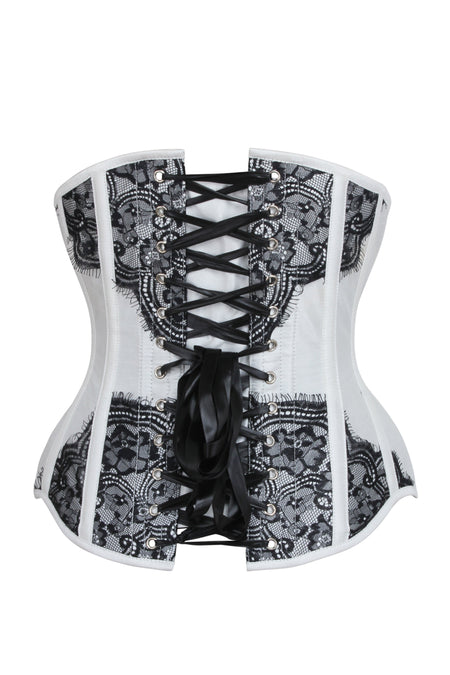 White Lace Overlay Underbust Corset