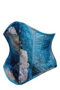 Corset Story MY-600 Abstract Brushed Opal Blue and Sand Waspie Corset