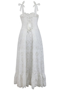 Corset Story SC-064 Camelia White Broderie Anglaise Cotton Corset Maxi Dress