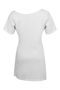 Ione White Jersey Asymmetrical T-Shirt Dress