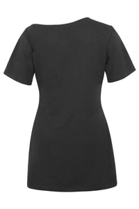 Ione Black Jersey Asymmetrical T-Shirt Dress