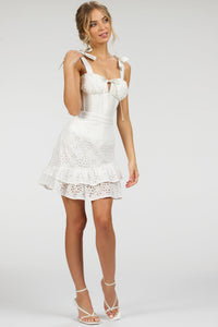 Corset Story SC-083 Sammy White Broderie Anglaise Cotton Skirt With Asymmetric Frill