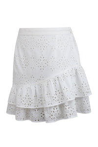 Corset Story SC-083 Sammy White Broderie Anglaise Cotton Skirt With Asymmetric Frill